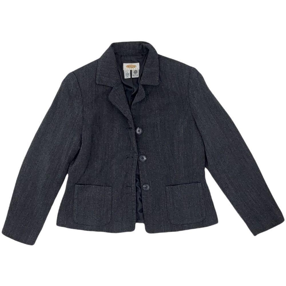 Talbots Petites Women's Blazer, 90's Vintage, Marled Gray, 8P, Wool